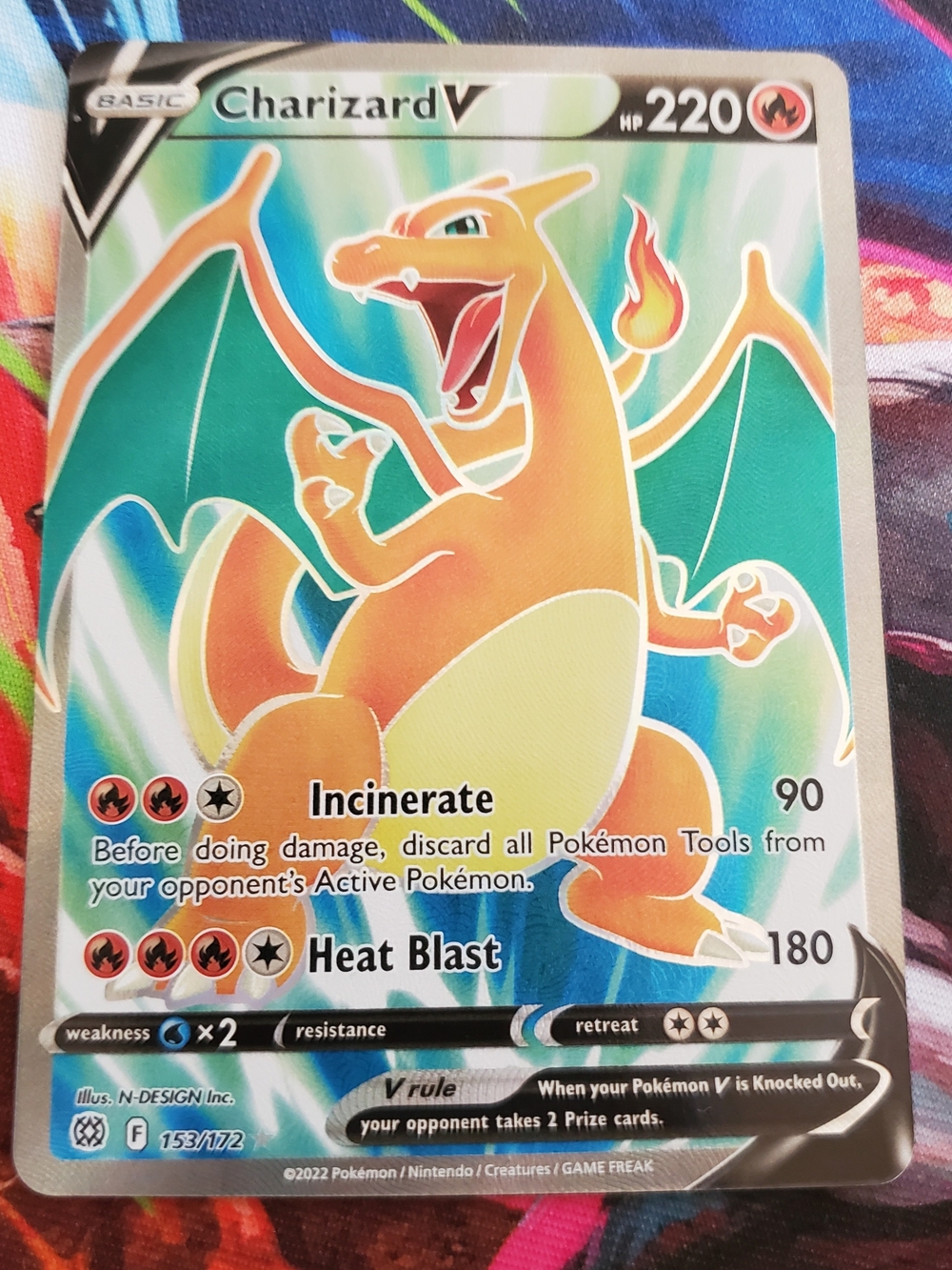 Pokemon Charizard V Holo Orange Green Blue
